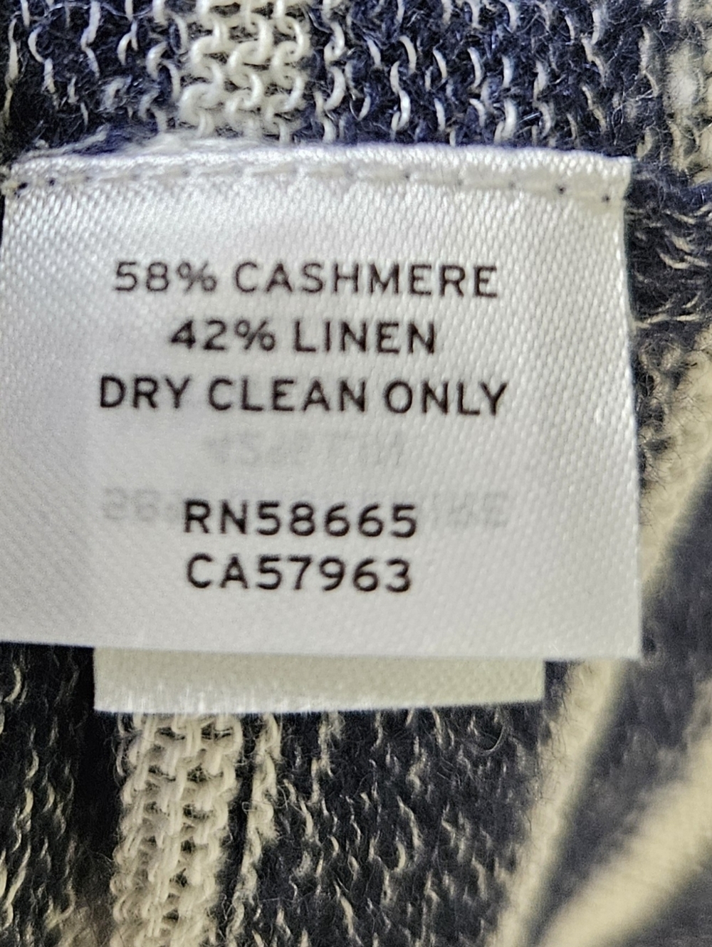 Nordstrom Signature Cashmere Linen Blue Stripe Mens Crewneck Sweater - MEDIUM - Picture 6 of 6